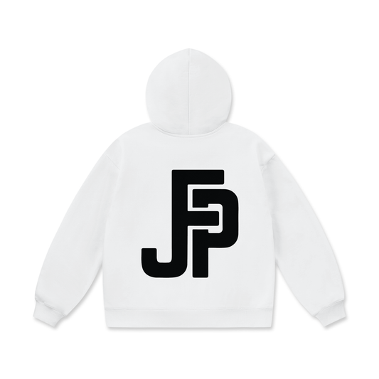 JFP Logo White Oversize Heavyweight Fleece Hoodie