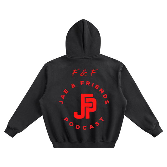 JFP (Black/Red)Fleeced Boxy Hoodie